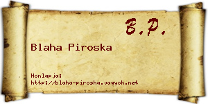 Blaha Piroska névjegykártya